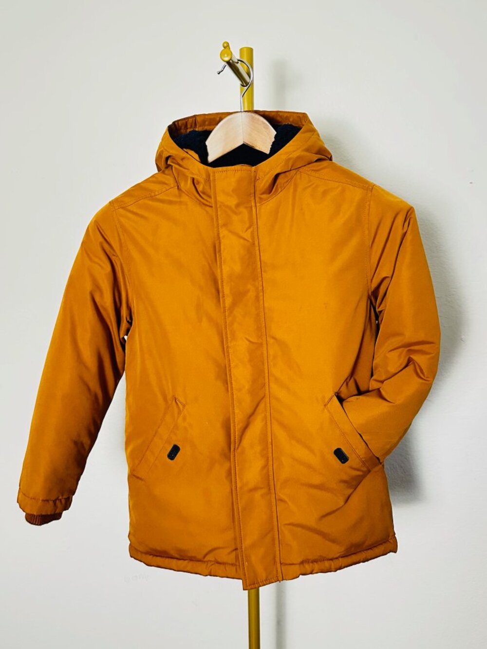 Old Navy Boys Tobacco Parka - Sherpa Hood, Plaid Lined - Size M/8